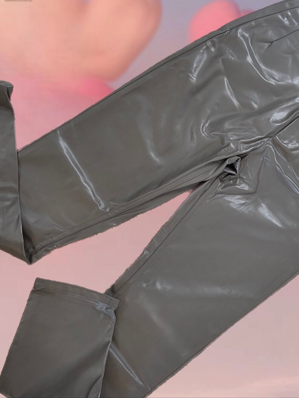 Entro gray faux leather trendy long pants Woman Juniors